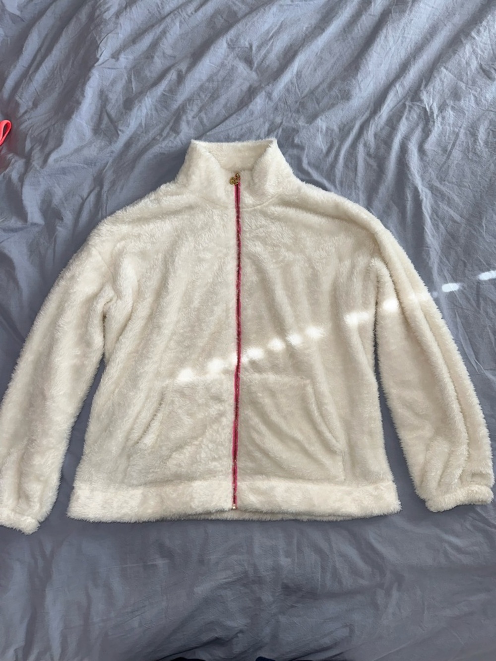 Lilly Pulitzer Luxletic Sherpa Fleece Full Zip Jacket White Size M